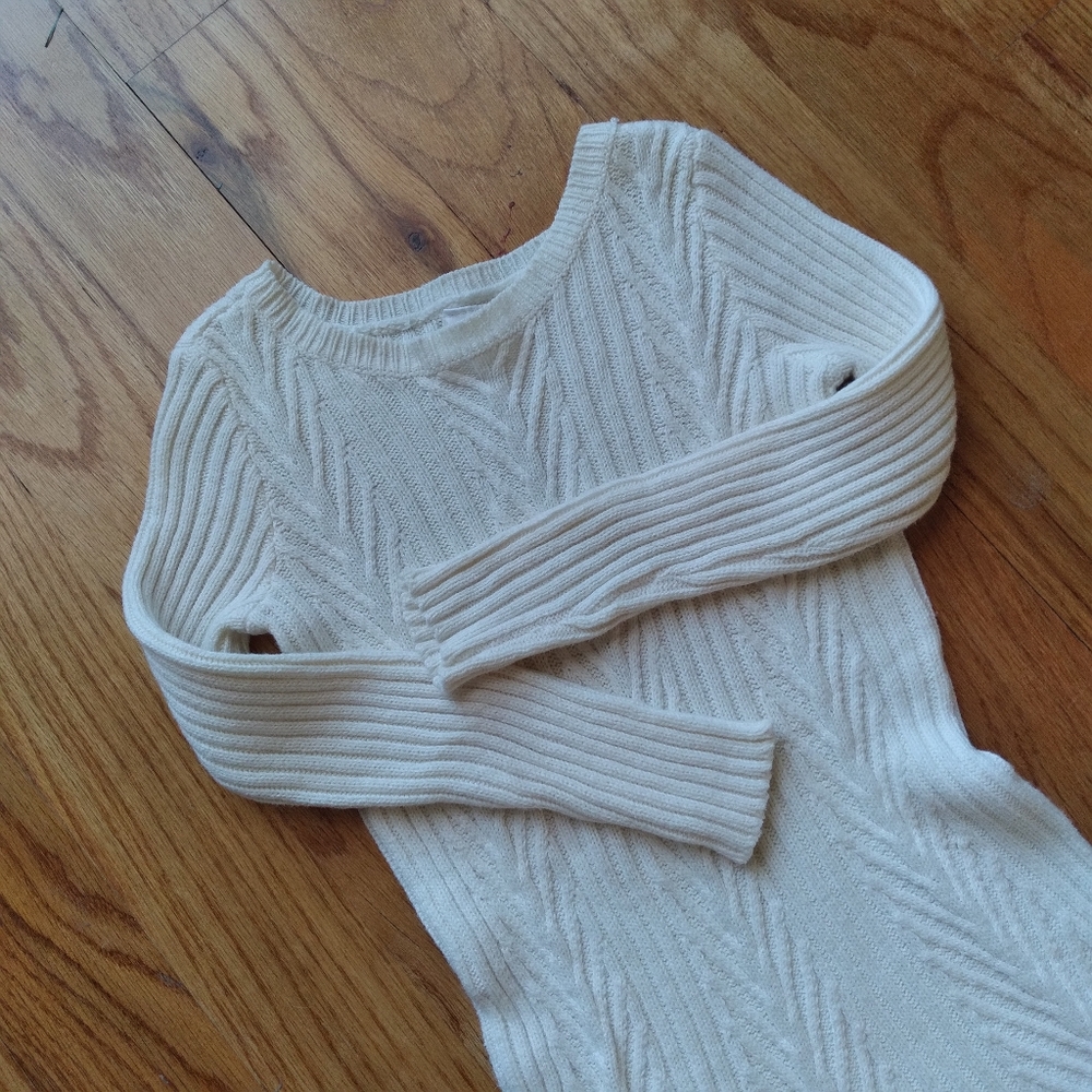 #701 Crazy 8 Girls White Sweater Dress Cable Knit - Picture 12 of 14